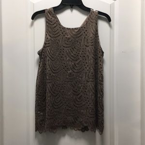 WORTHINGTON taupe brown lace shell, NWT